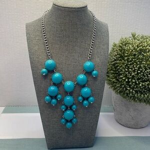 Long Blue drippy bead necklace